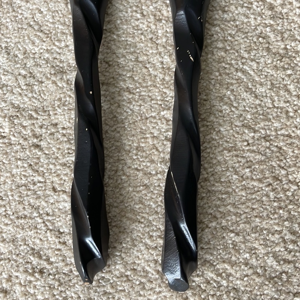 Vintage Unique Handles ENRICO Black Dark Brown Wooden Salad Serving Spoon Set - Picture 7 of 7